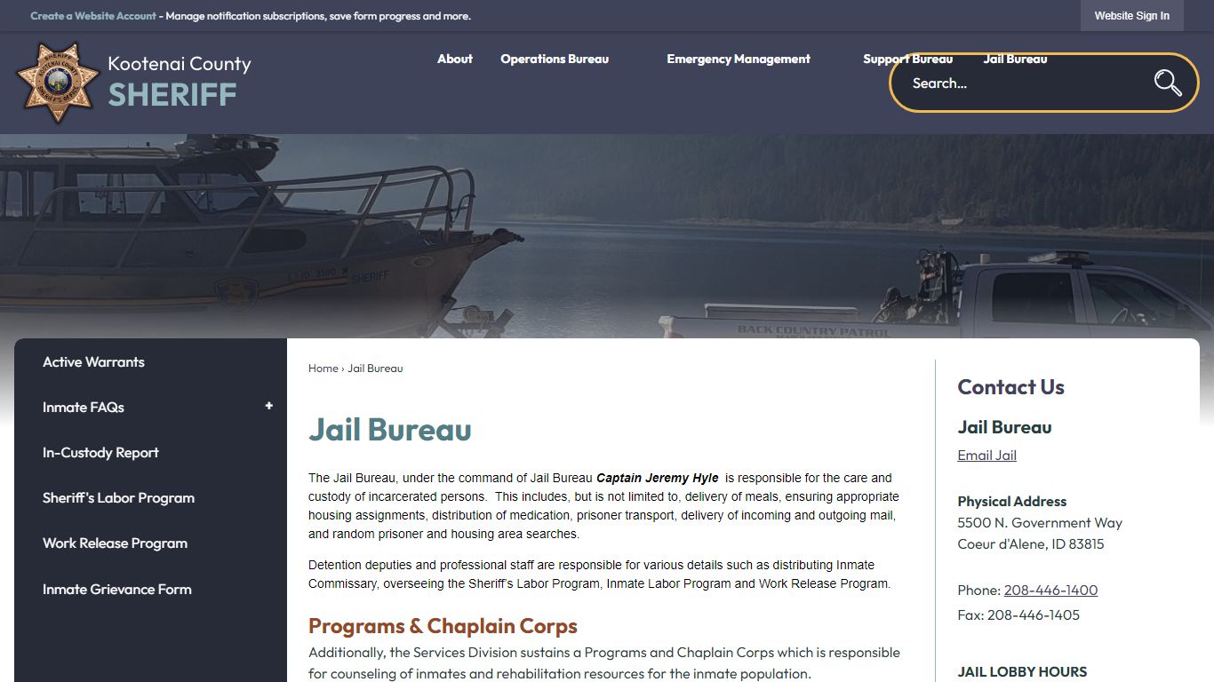 Jail Bureau | Kootenai County Sheriff, ID